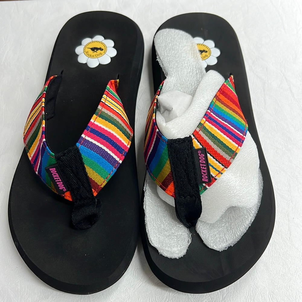 Rocket dog flip flop multi color shoes size 8